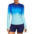 thumbnail image 1 of Charmo Women's Long Sleeve Rash Guard Sun Protection Swim Shirt Quick Dry Printed Shirts with Thumb Holes, 1 of 7
