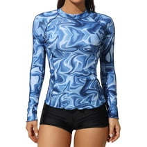 Charmo Women's Long Sleeve Rash Guard Tie Dye UV Protection Swim Shirt UPF 50