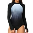thumbnail image 1 of Charmo Women's Long Sleeve Rashguard Swimsuit Fish Scales Swimwear Shirt Tops Sun Protection with Thumb Holes, 1 of 6