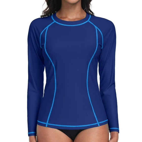 Charmo Women's Long Sleeve Swimsuit Tops Sun Protection UPF 50+ Rash Guards Hiking Runing Athletic Swim Shirts