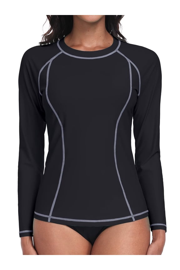 Women's Long Sleeve Swimsuit Tops Sun Protection UPF 50+ Rash Guards Hiking Runing Athletic Swim Shirts
