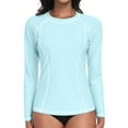 thumbnail image 1 of Charmo Women's Long Sleeve Swimsuit Tops Sun Protection UPF 50+ Rash Guards Hiking Runing Athletic Swim Shirts, 1 of 7