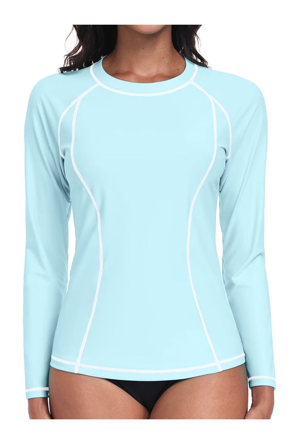 Women's Long Sleeve Swimsuit Tops Sun Protection UPF 50+ Rash Guards Hiking Runing Athletic Swim Shirts