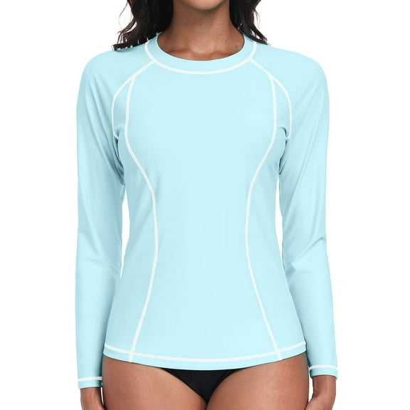 Charmo Women's Long Sleeve Swimsuit Tops Sun Protection UPF 50 Rash Guards Hiking Runing Athletic Swim Shirts