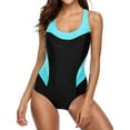 thumbnail image 1 of Charmo Women's One Piece Athletic Racerback Bathing Suit Color Block Swimsuit, 1 of 7