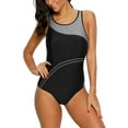 thumbnail image 1 of Charmo Women's One Piece Athletic Racerback Bathing Suit Color Block Swimsuit, 1 of 7