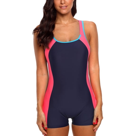 Charmo One Piece Tummy Control Swimsuits Womens Boyleg Sports Swimwear Racerback Bathing Suits for Women