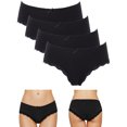 thumbnail image 1 of Charmo Women's Panties Cotton Underwear Hipster Soft Stretch Mid Waist Ladies Briefs 4 Packs, Black, 1 of 6
