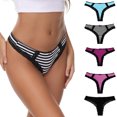 thumbnail image 1 of Charmo Women's Plus Size Cotton Panties Soft Hipster Lace Thong for Lady Packs of 5, 1 of 4