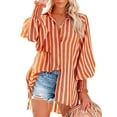 thumbnail image 1 of Charmo Women's Pocket Striped Button Down Casual Shirt Blouse Top, 1 of 7