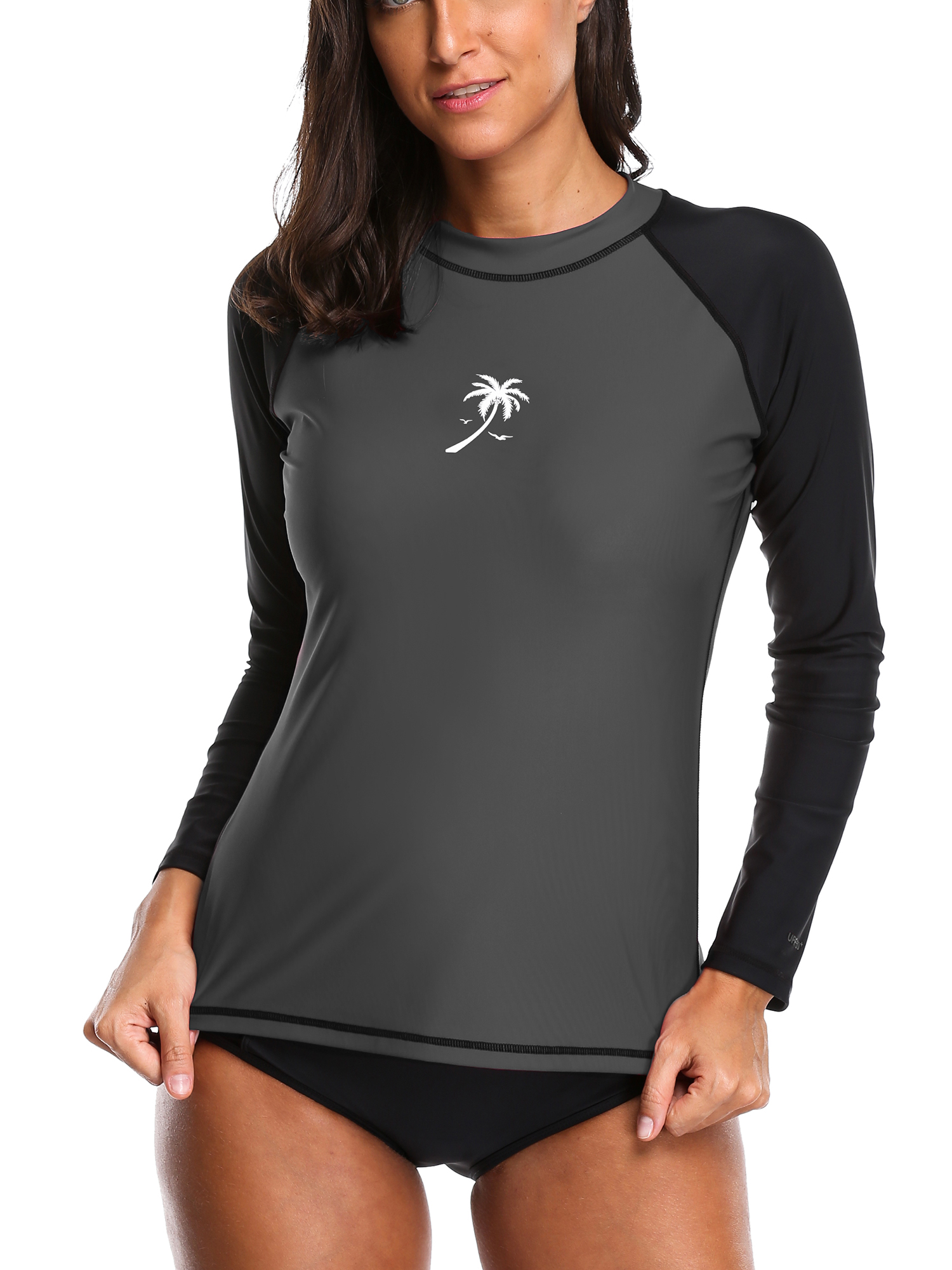 QOMEWA Damen Rashguard UPF 50+ Langärmlig – Schnell Trocknend, Mit Seitentaschen, Für Schwimmen, Sport & Outdoor