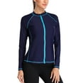 thumbnail image 1 of Charmo Women's Rashguard Swimsuit Zip Front Sun Protection Swim Shirt UPF 50+, 1 of 7