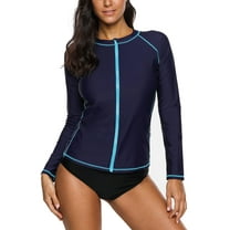 Charmo Women's Rashguard Swimsuit Zip Front Sun Protection Swim Shirt UPF 50 