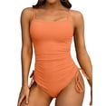 thumbnail image 1 of Charmo Ribbed One Piece Tummy Control Swimsuits for Womens Tie Side Bathing Suits Ladies Sexy Monokini Swimwear, 1 of 10