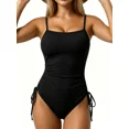 thumbnail image 1 of Charmo Ribbed One Piece Tummy Control Swimsuits Womens Tie Side Bathing Suits for Women Ladies Sexy Ruched Monokini Swimwear, 1 of 11
