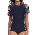 thumbnail image 1 of Charmo Women Short Sleeve Swimsuit Tops Sun Protection Rash Guard Quick Dry Swim Shirts UPF 50+, 1 of 9