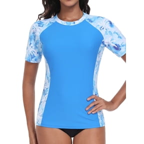 Charmo Women Short Sleeve Swimsuit Tops Sun Protection Rash Guard Quick Dry Swim Shirts UPF 50+