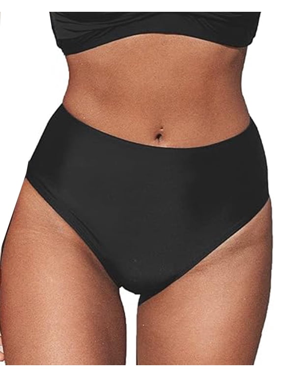 Women's Solid Bikini Bottoms Tummy Control High Waisted Tankini Swim Shorts