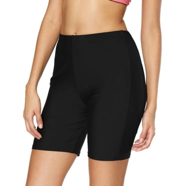 Charmo Women's Solid Boardshort Swim Bottom High Waisted Tankini Swimwear Shorts