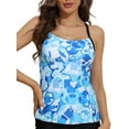 thumbnail image 1 of Charmo Women's High Neck Tankini Tops Only Tummy Control Swimsuit Top Ruched Swim Top Without Bottoms, 1 of 6
