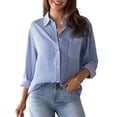 thumbnail image 1 of Charmo Striped Button Down Blouses Shirts for Womens Dress Shirts Long Sleeve Collared Blouses Work Business Casual Tops, 1 of 10