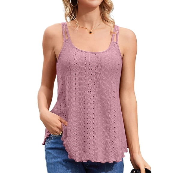 Charmo Women's Summer Spaghetti Tank Top Blouse Basic Tops Scoop Neck Undershirts Built-in Bra