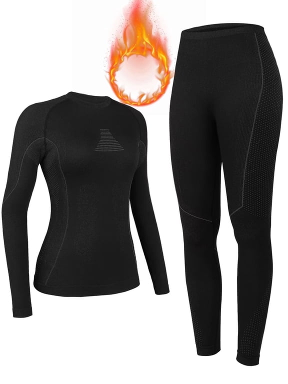 Women's Thermal Underwear Sets Super Soft Long John Set Bottom Ski Winter Warm Top & Bottom for Cold Weather