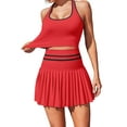 thumbnail image 1 of Charmo Women's Two-Piece Tennis Dress with Pleated Skirt and Shorts, Racerback Crop, 1 of 1