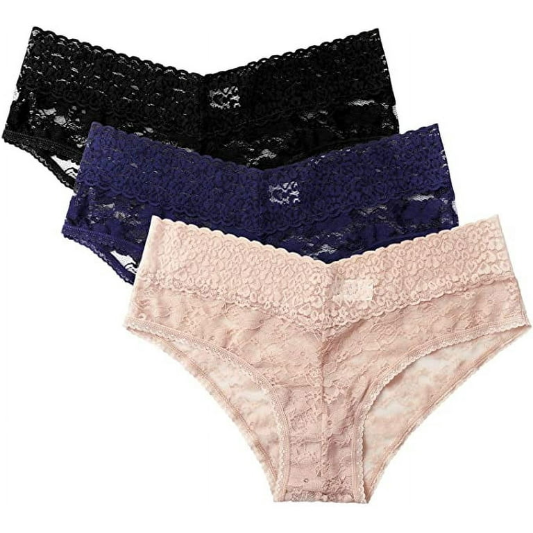 4-pack of sexy lace panties women's ultra-elastic mid-waist sheer women's underwear  underwear bowknot decoration