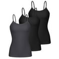 thumbnail image 1 of Charmo 3-packs Cotton Scoop Neck Tank Tops for Womens Adjustable Spaghetti Strap Undershirts Basic Camisole with Shelf Bra, 1 of 8