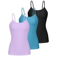thumbnail image 1 of Charmo 3-packs Cotton Scoop Neck Tank Tops for Womens Adjustable Spaghetti Strap Undershirts Basic Camisole with Shelf Bra, 1 of 9