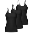 thumbnail image 1 of Charmo 3-packs Cotton Scoop Neck Tank Tops for Womens Adjustable Spaghetti Strap Undershirts Basic Camisole with Shelf Bra, 1 of 10