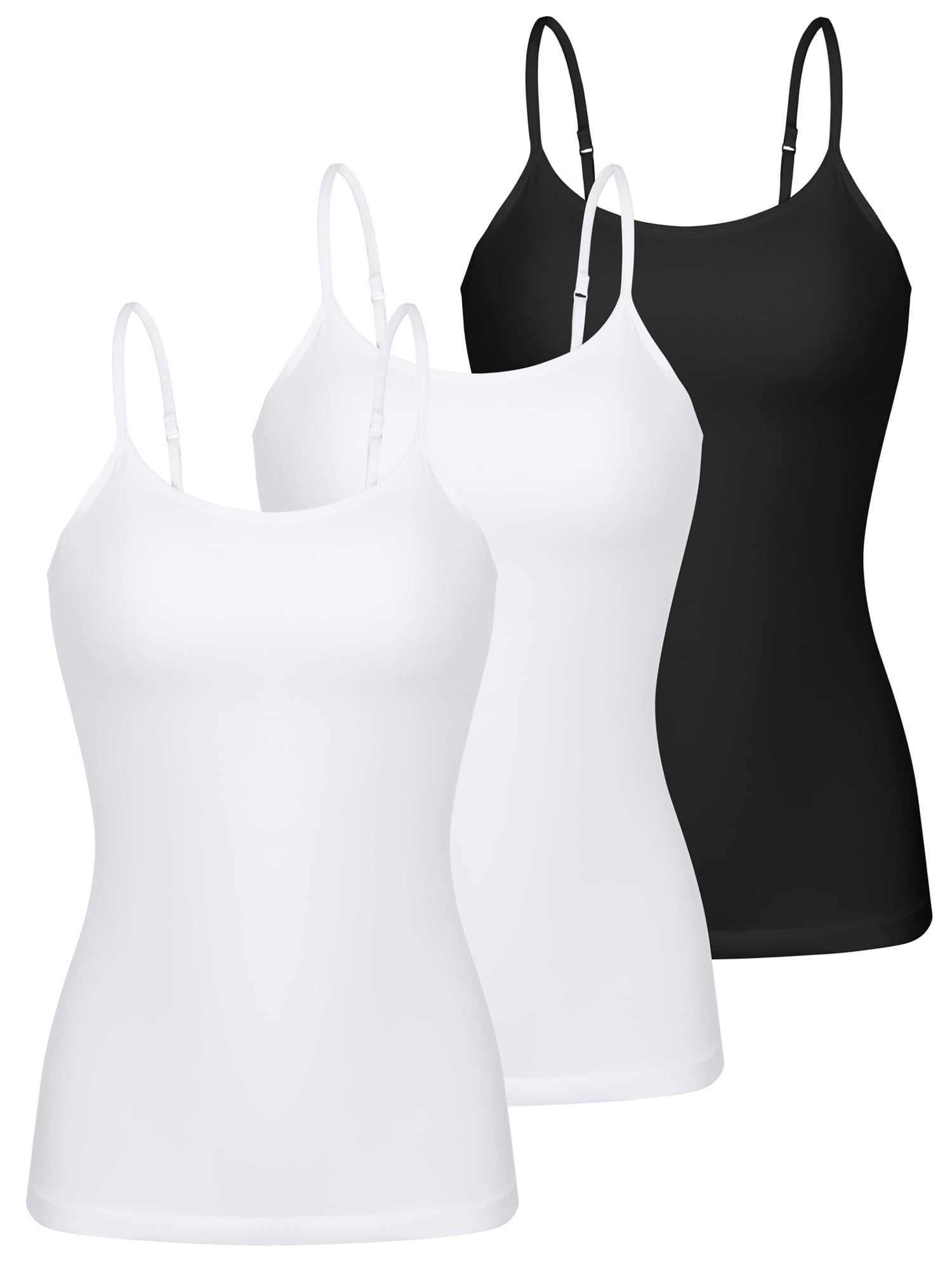 Charmo Womens 3-packs Cotton Scoop Neck Tank Tops Adjustable Spaghetti ...