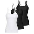 thumbnail image 1 of Charmo 3-packs Cotton Scoop Neck Tank Tops for Womens Adjustable Spaghetti Strap Undershirts Basic Camisole with Shelf Bra, 1 of 8