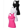 thumbnail image 1 of Charmo Womens 3-packs Cotton Tank Tops Fitting Racerback Undershirts Base Layer Camisole with Shelf Bra, 1 of 7