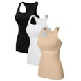 thumbnail image 1 of Charmo Womens 3-packs Cotton Tank Tops Square Neck Camisole Racerback Undershirts Built-in Shelf Bra, 1 of 8