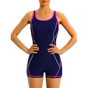 Charmo Womens Athletic One Piece Bathing Suit Boyleg Competitive Swimsuit