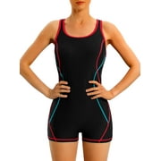 Charmo Womens Athletic One Piece Bathing Suit Boyleg Competitive Swimsuit