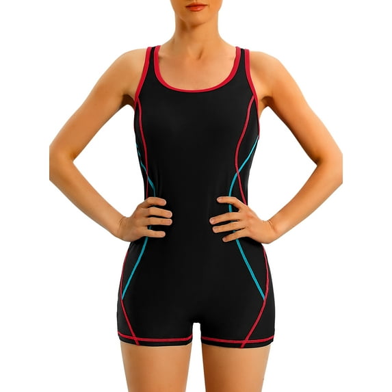 Charmo Womens Athletic One Piece Bathing Suit Boyleg Competitive Swimsuit