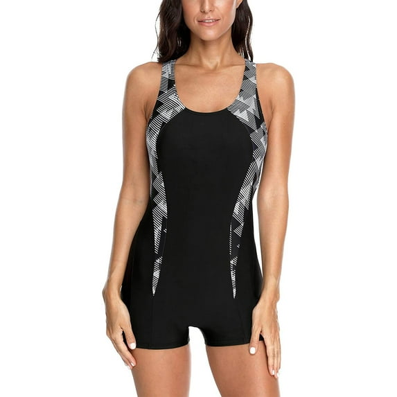 Charmo Womens Boyleg One Piece Swimsuit Athletic Swimwear Lap Bathing Suit