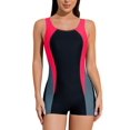 thumbnail image 1 of Charmo Womens Boyleg One Piece Swimsuit Athletic Swimwear Lap Bathing Suit, 1 of 6