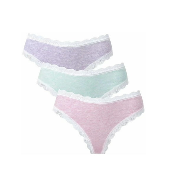 Charmo Womens Cotton Underwear Lace Hipster Ladies Panties Stretch Bikini Panty SexyThongs 3 Pack