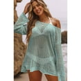 thumbnail image 1 of Charmo Womens Crew Neck Crochet Top Long Sleeve Swim Cover Ups Swimsuit, 1 of 4