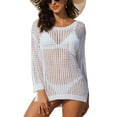 thumbnail image 1 of Charmo Womens Crochet Swim Cover Up Knitted Hollow Out Long Sleeve Swimsuit Coverup Beachwear, 1 of 5
