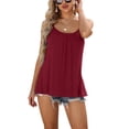 thumbnail image 1 of Charmo Womens Flowy Pleated Camisole Built in Bra Adjustable Straps Loose Tank Tops S-3XL, 1 of 6