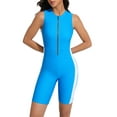 thumbnail image 1 of Charmo Womens Full Coverage One Piece Sport Swimsuit Zipper Boyleg Swimwear Color Blocked Bath Suit, 1 of 5