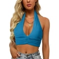 thumbnail image 1 of Charmo Womens Halter Crop Top Deep V Neck Backless Tank Cropped Tops, 1 of 7
