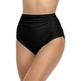 thumbnail image 1 of Charmo Womens High Waisted Bikini Bottom Ruched Side Swimsuits Bottoms Solid Tankini Briefs, 1 of 7