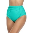 thumbnail image 1 of Charmo Womens High Waisted Bikini Bottom Ruched Side Swimsuits Bottoms Solid Tankini Briefs, 1 of 7