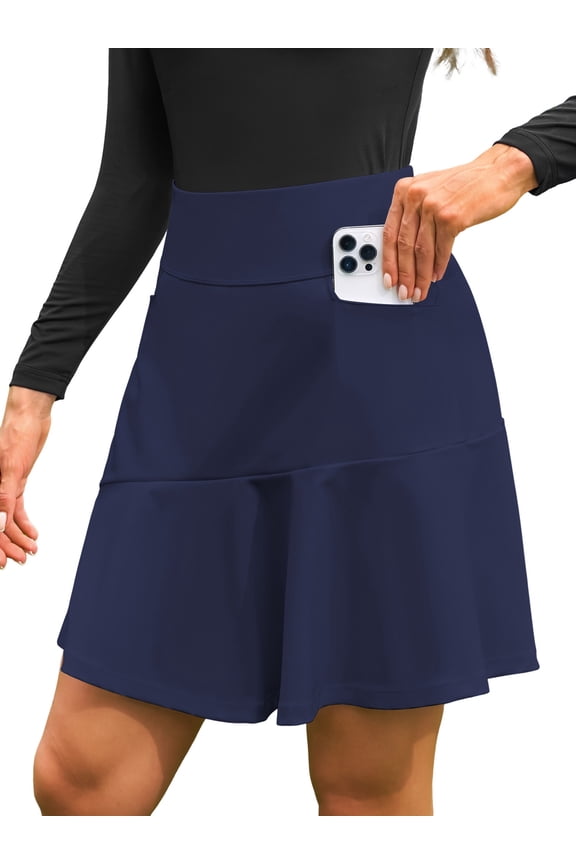 Womens High Waisted Sport Skirts Ruffled Athletic Tennise Skirts with Pockets